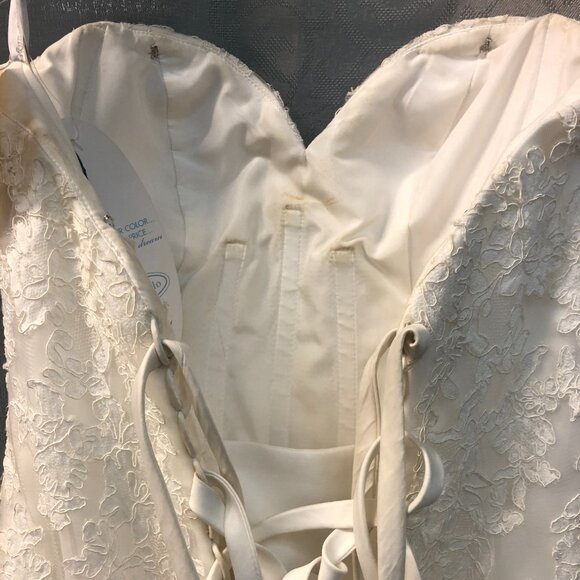 USED SAMPLE Fit & Flare Sexy Lace Wedding Dress Romantic Mermaid Lace Corset - Picture 10 of 14